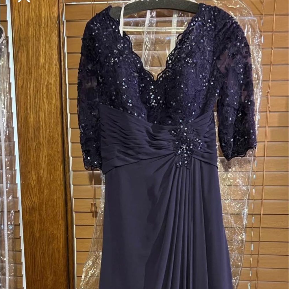 Blue Ruched Sweetheart Gown with Flutter Sleeves